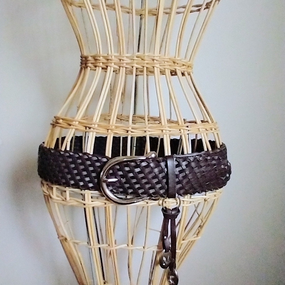 Michael Kors Dark Brown Woven/Braided Equestrian MK Charm Belt NWOT - Picture 6 of 13